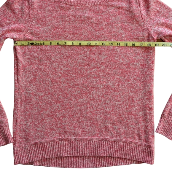 Loft Pink and White Heathered Knit Crewneck  Sweater Medium - Picture 5 of 7